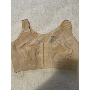 Marena ComfortWear Compression Bra 38D Beige Front Closure Post Surgical Support